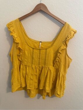 Women’s Free People Clementine Boho Ruffle Top In Yellow Size Large